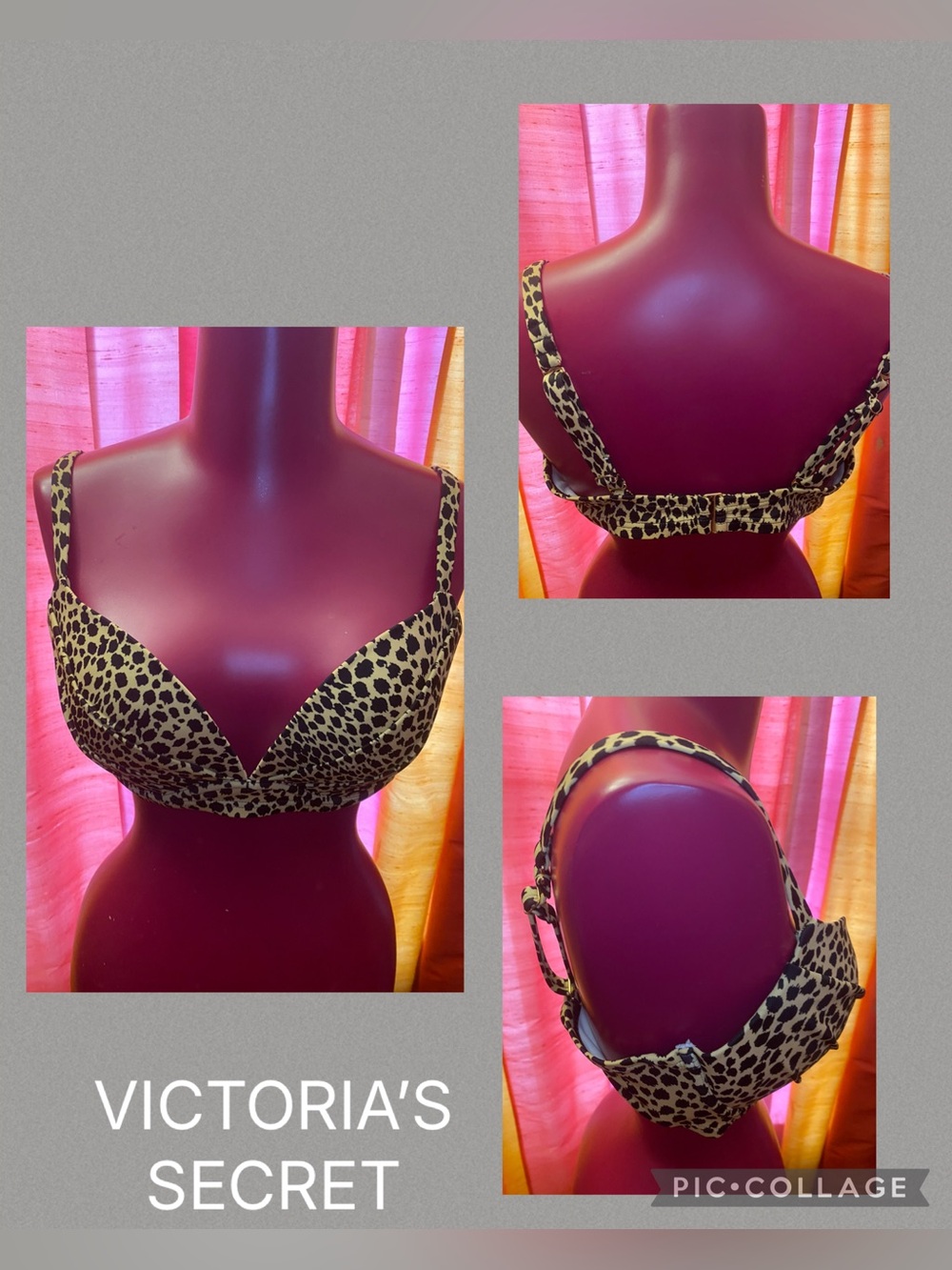 Victoria’s Secret Leopard print padded swim top 36D